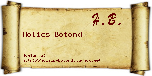 Holics Botond névjegykártya